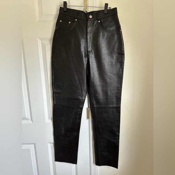 Saguaro Black Croc-Embossed Pants - Picture 1 of 7